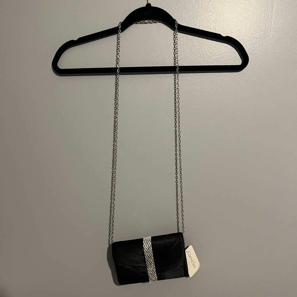 Genuine Sax crossbody bag fancy small event black and silver